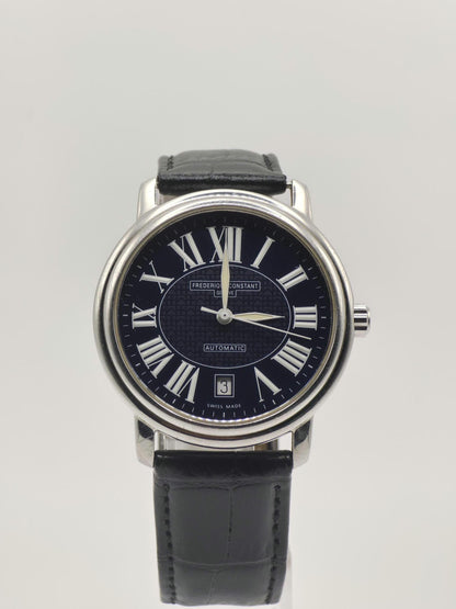 Frederique Constant Geneve Automatic Watch – Swiss Made, Black Roman Numeral Dial