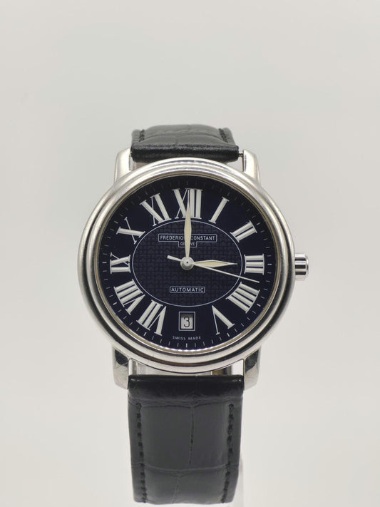 Frederique Constant Geneve Automatic Watch – Swiss Made, Black Roman Numeral Dial