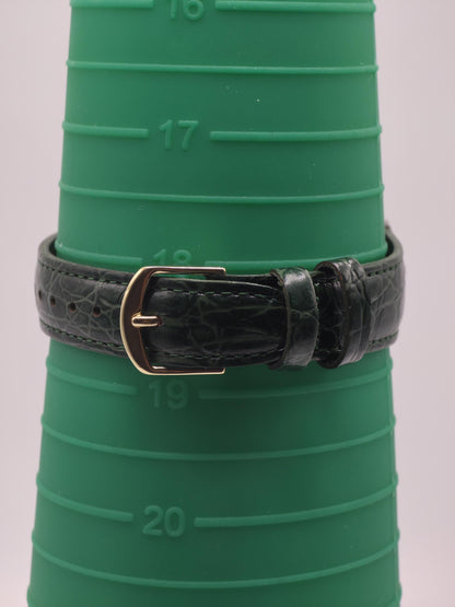 Vintage Elgin Opal Dial Watch – USA Made, Green Leather