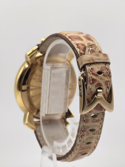 GaGa Milano Manuale 48mm Gold-Tone Men’s Watch – Italian Art Deco Style