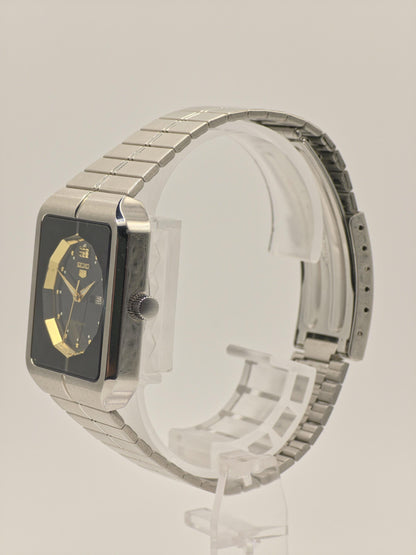 Vintage Seiko 5 Automatic Watch | 1980s Rectangular Stainless Steel, Japan Made