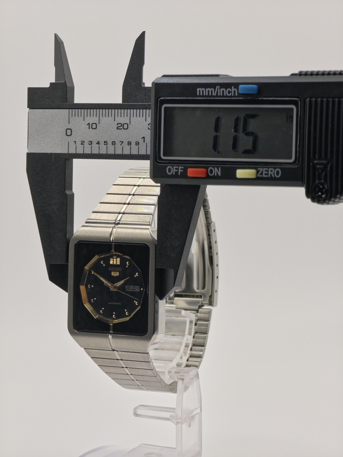 Vintage Seiko 5 Automatic Watch | 1980s Rectangular Stainless Steel, Japan Made