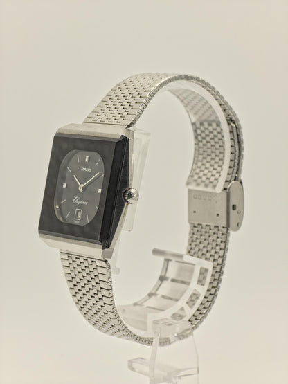 Vintage RADO Elegance Watch | 1980s Swiss Stainless Steel, Black Dial