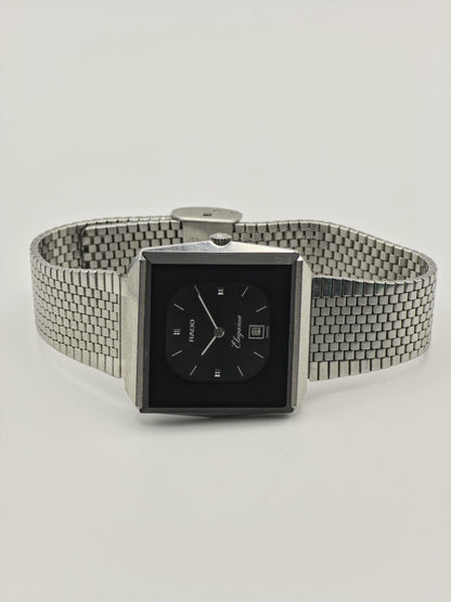 Vintage RADO Elegance Watch | 1980s Swiss Stainless Steel, Black Dial