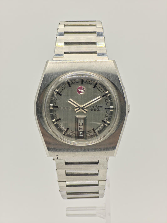 Vintage Rado Cape Horn Automatic Watch | Swiss Steel Day-Date, 1970s Timepiece