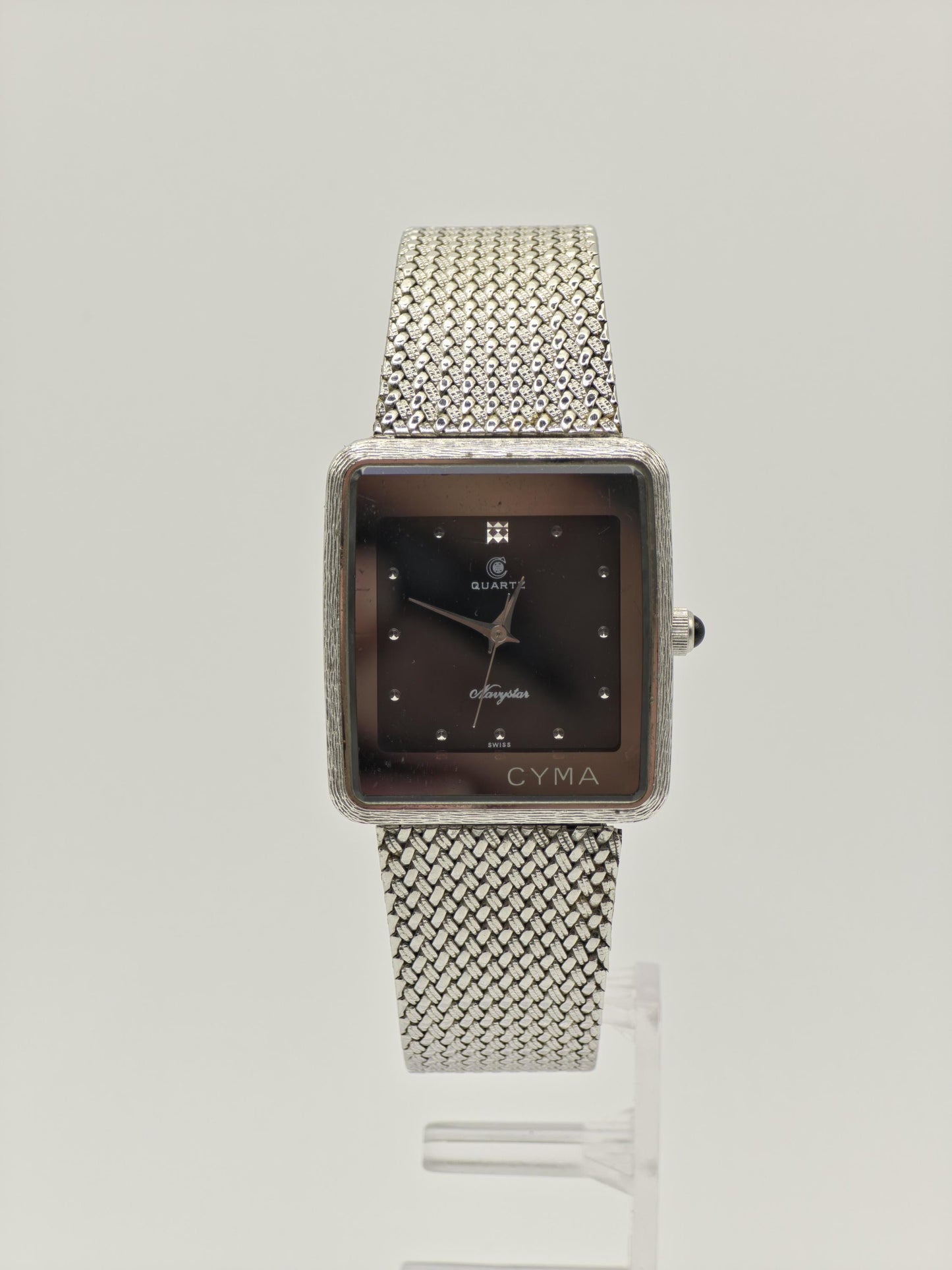 Vintage CYMA Navystar Watch | Swiss Made Rectangular Brown Dial