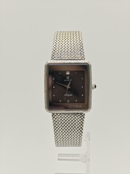 Vintage CYMA Navystar Watch | Swiss Made Rectangular Brown Dial