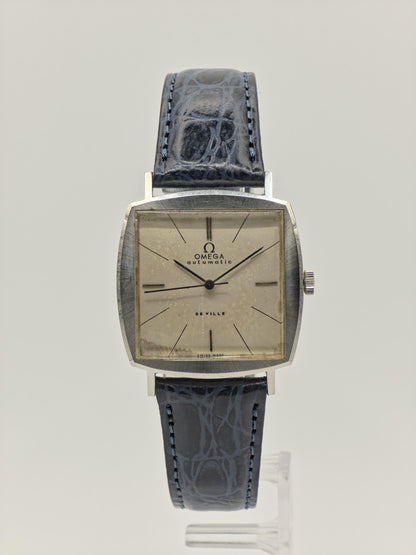 Vintage Omega De Ville Automatic Watch | 1960s Square Stainless Steel, Patina Dial