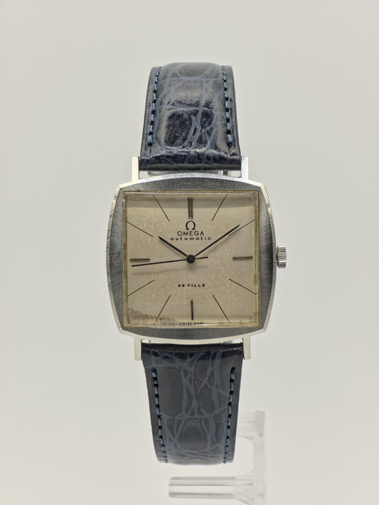 Vintage Omega De Ville Automatic Watch | 1960s Square Stainless Steel, Patina Dial