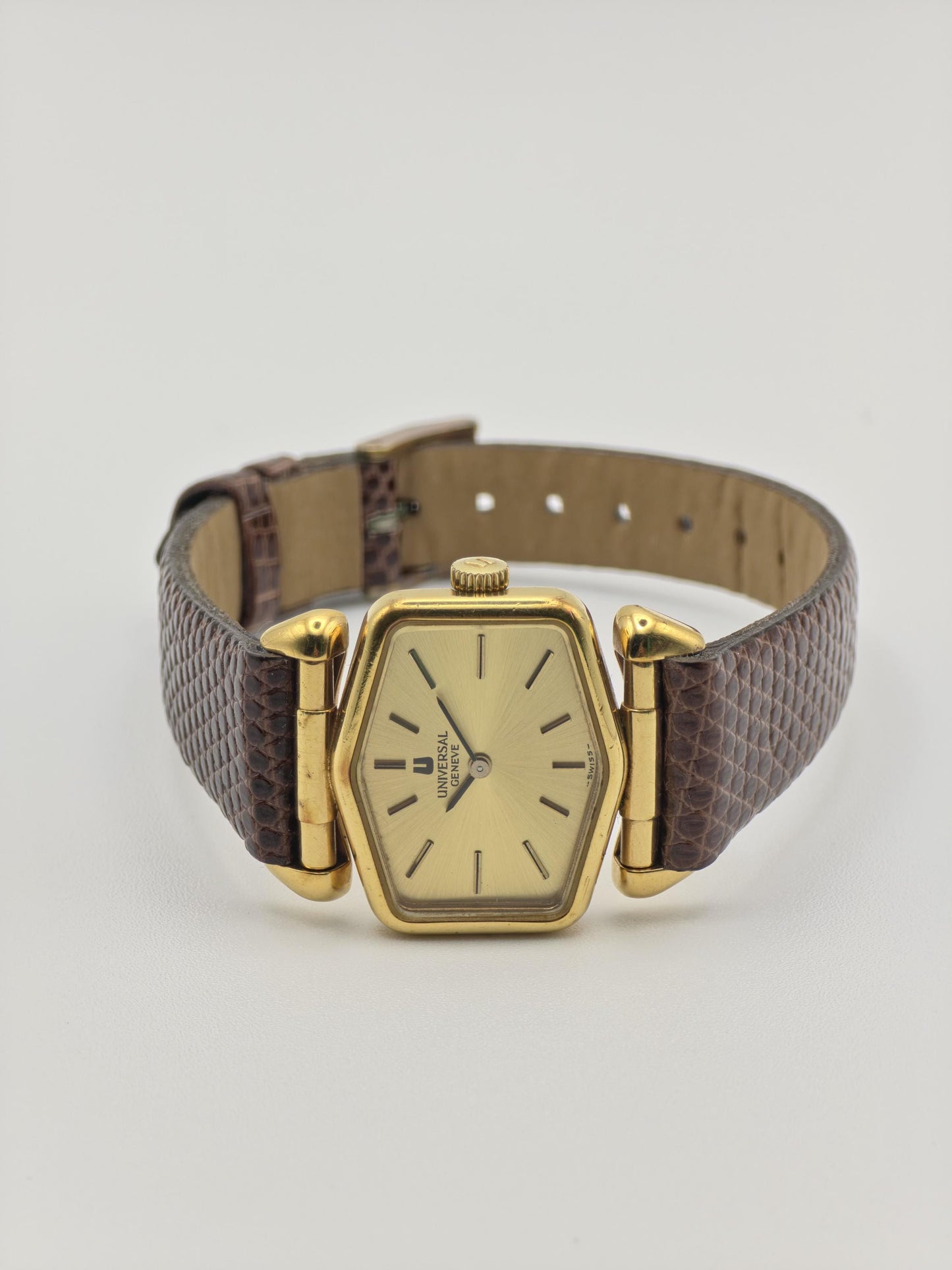 Vintage Universal Genève Watch | Gold-Tone, Lizard Strap, Swiss Made