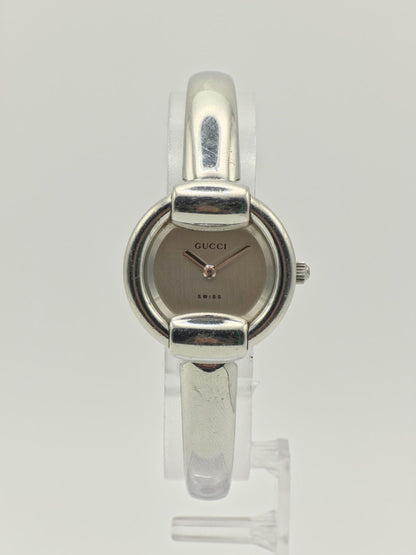 Vintage Gucci 1400L Ladies Bangle Watch | Swiss Made Silver-Tone Oval Case | Minimalist Luxury Design | Quartz Dress Timepiece