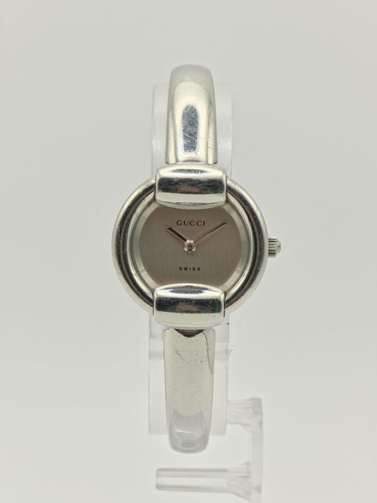 Vintage Gucci 1400L Ladies Bangle Watch | Swiss Made Silver-Tone Oval Case | Minimalist Luxury Design | Quartz Dress Timepiece