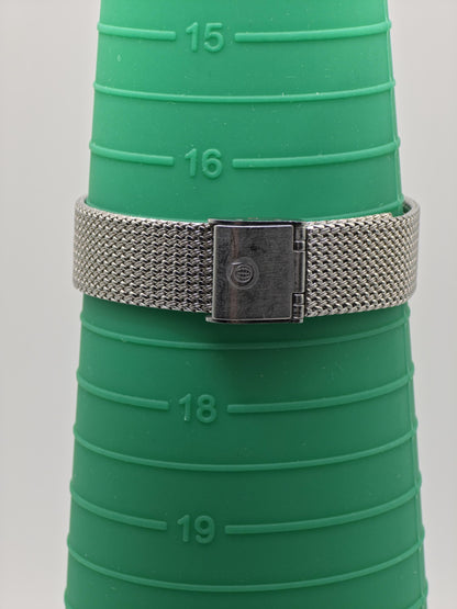 Vintage CYMA Navystar Quartz | Swiss Made Black Dial Rectangular Watch | Stainless Steel Mesh Bracelet | Elegant Unisex Dress Timepiece
