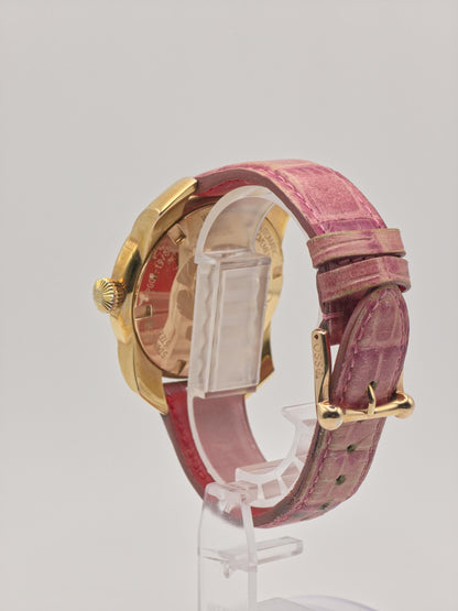 OSSO ITALY Automatic mens Watch – Gold Case, Pink Leather Strap, Box & Warranty