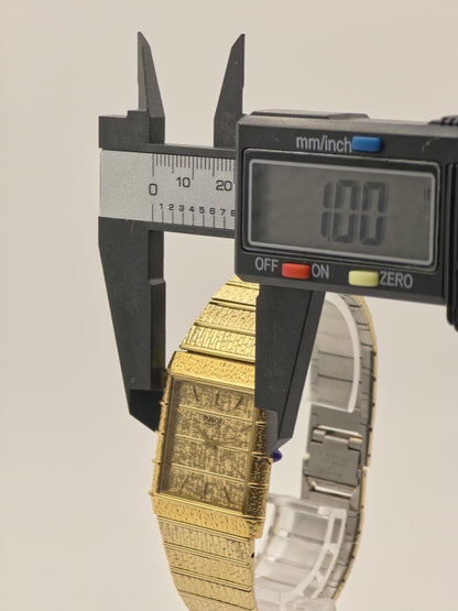 Vintage RADO Gold-Plated Textured Watch – Swiss Made – Box & Serial Card