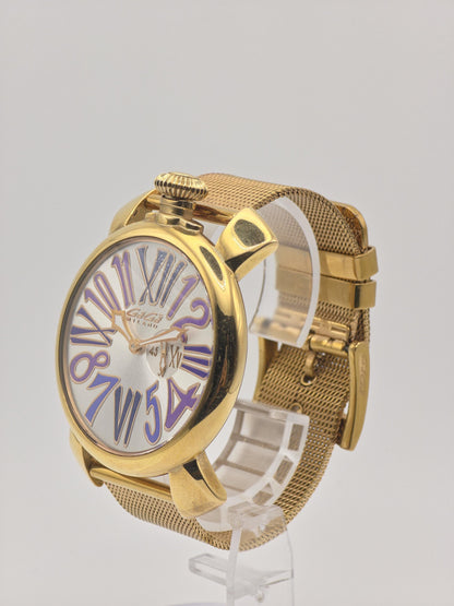 GaGà Milano Manuale 48mm Gold-Tone Wristwatch – Italian Design – Box & Papers