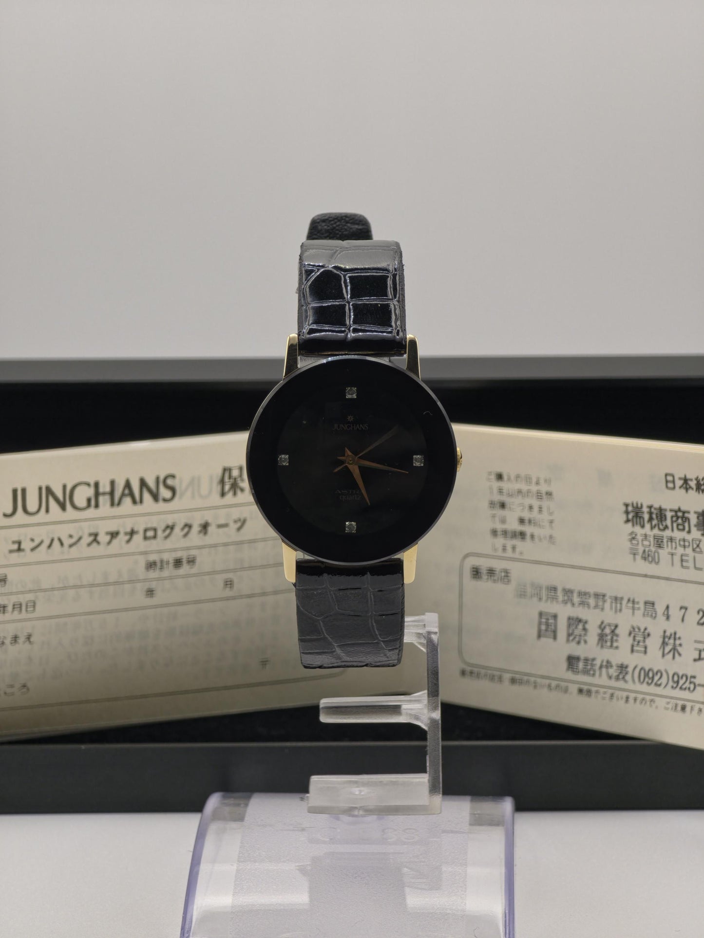 JUNCHANS Astra Quartz – Black Onyx Dial – Gold-Tone Case – Box & Warranty