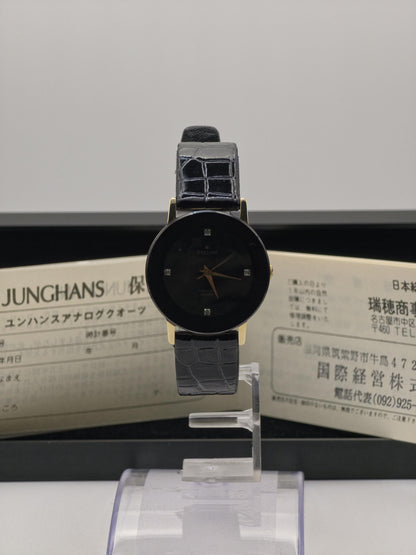 JUNCHANS Astra Quartz – Black Onyx Dial – Gold-Tone Case – Box & Warranty