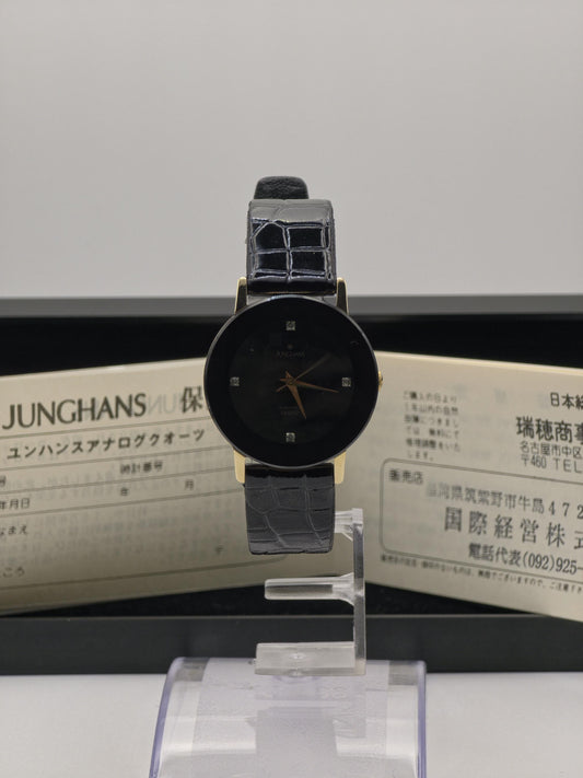 JUNCHANS Astra Quartz – Black Onyx Dial – Gold-Tone Case – Box & Warranty