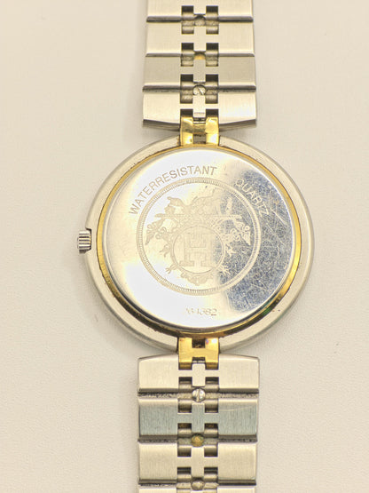 Vintage Hermès Paris Two-Tone Watch | Swiss Made Clipper Style | Cream Dial & Date | Stainless Steel/Gold Dress Timepiece