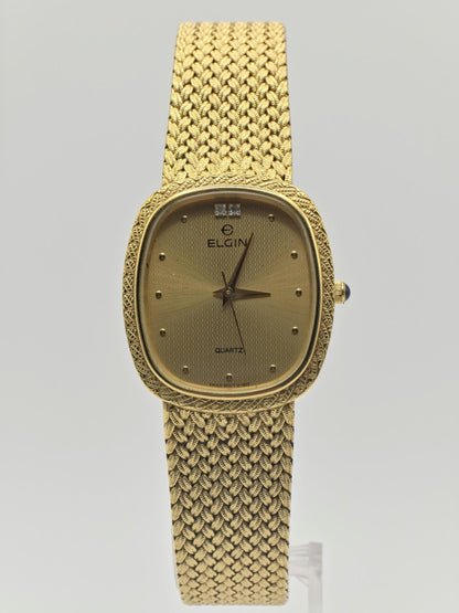 Vintage Elgin Gold-Tone Dress Watch | Swiss Quartz, Engraved Case