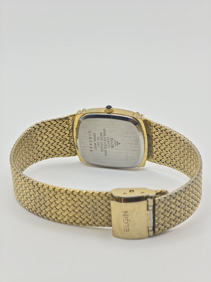 Vintage Elgin Gold-Tone Watch | Swiss Quartz, Hammered Dial