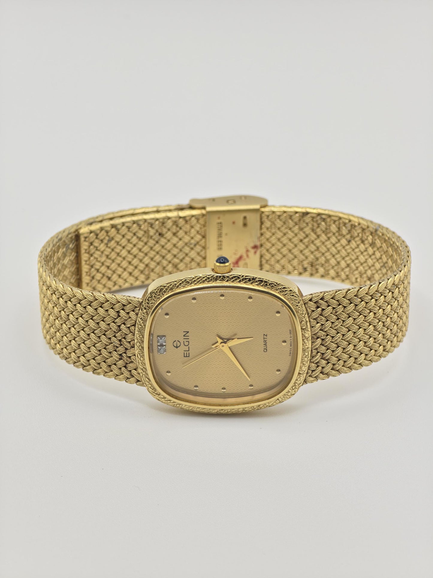 Vintage Elgin Gold-Tone Watch | Swiss Quartz, Engraved Bezel