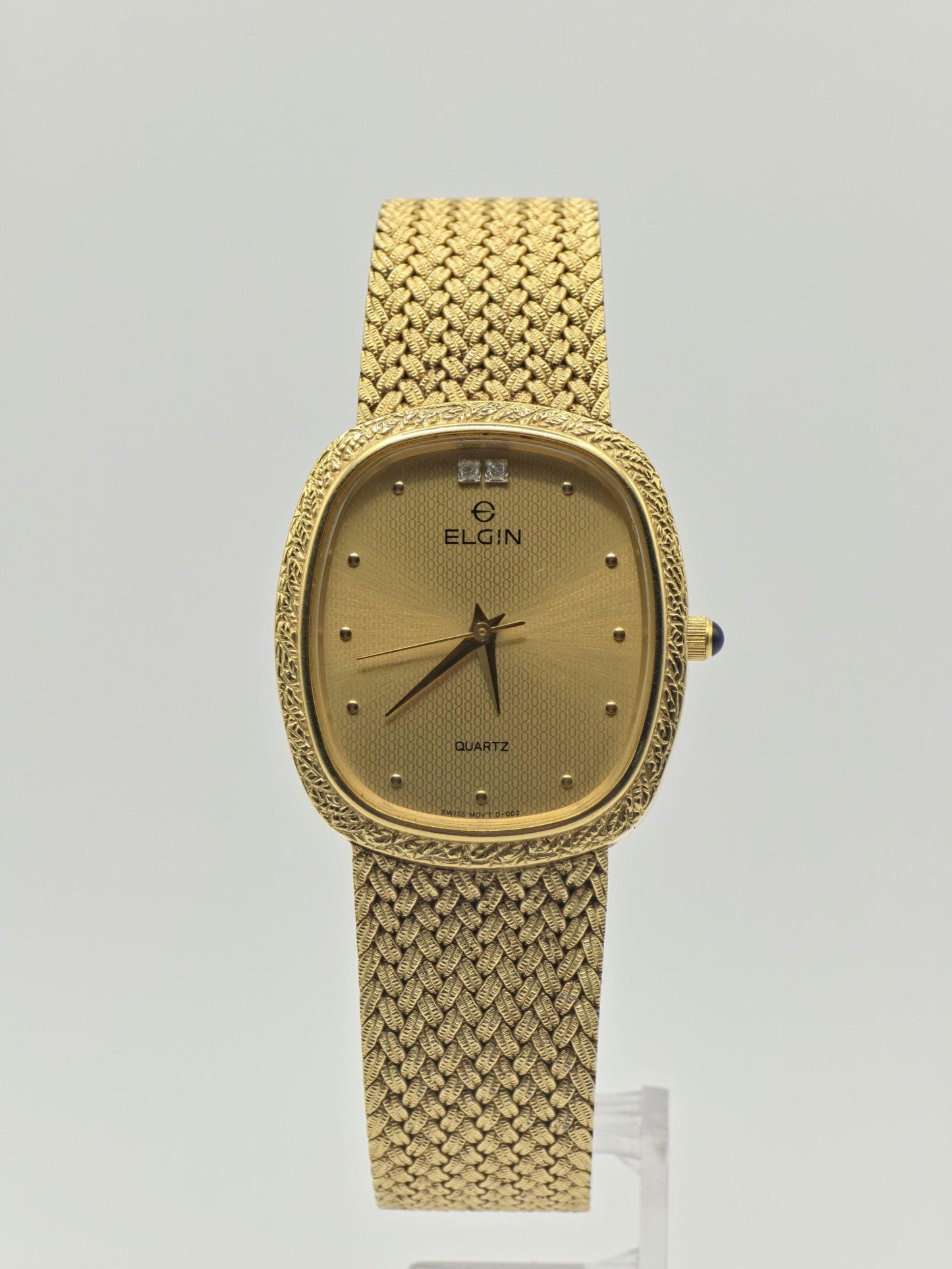 Vintage Elgin Gold-Tone Watch | Swiss Quartz, Engraved Bezel