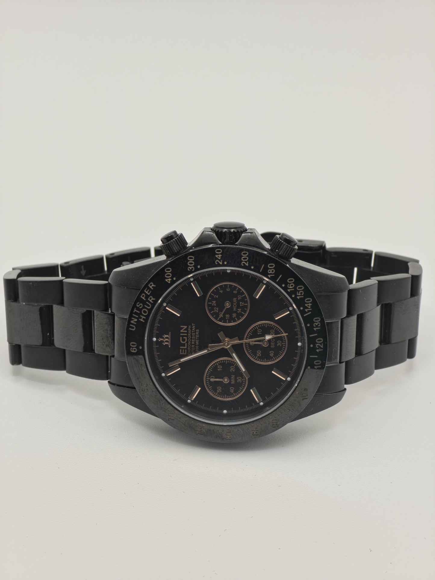 ELGIN Black & Gold Quartz Watch | Sport-Dress Timepiece, Original Box