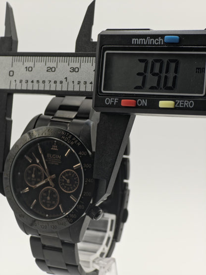 ELGIN Black & Gold Quartz Watch | Sport-Dress Timepiece, Original Box