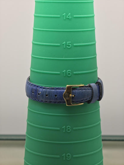 Vintage Gucci 6300L Gold-Tone Ladies Watch | Swiss Made Quartz | Blue Leather Strap | With Original Box | Elegant Designer Dress Timepiece