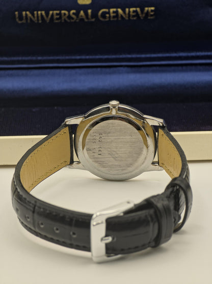 Vintage Universal Genève Altesse Watch | Swiss Mechanical, Black Leather, w/ Box