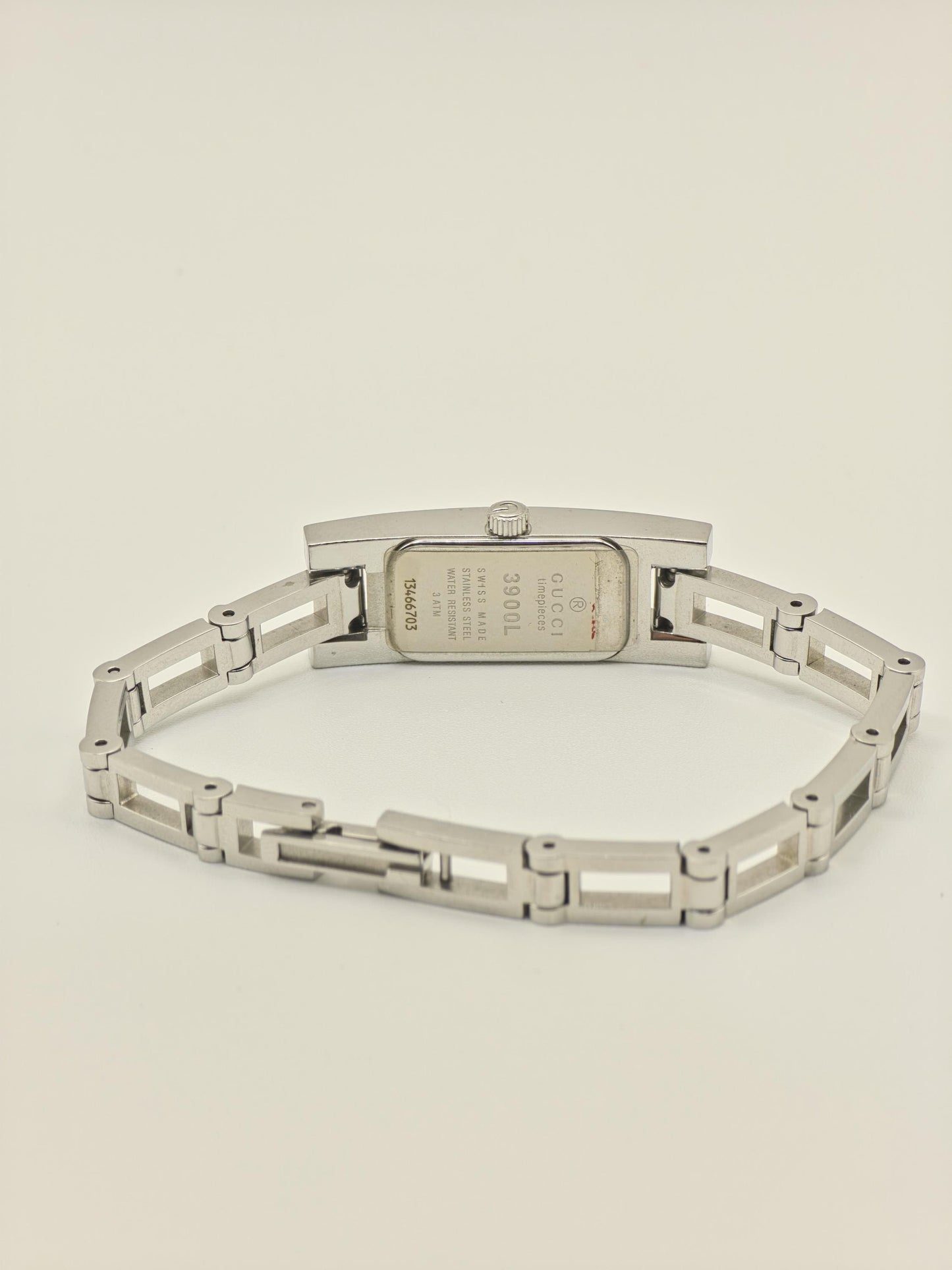 Gucci 3900L Womens Stainless Steel Bangle Watch Black GG Dial Swiss Made Full Set With Box Warranty And Receipt