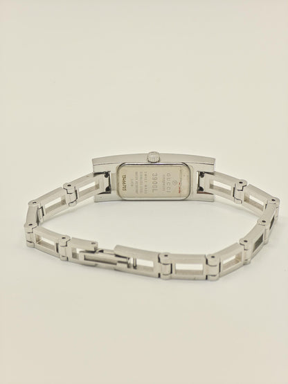 Gucci 3900L Womens Stainless Steel Bangle Watch Black GG Dial Swiss Made Full Set With Box Warranty And Receipt