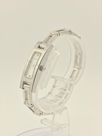 Gucci 3900L Silver Ladies Watch Mother of Pearl Dial Diamond Markers Swiss Made Box Papers Extra Links