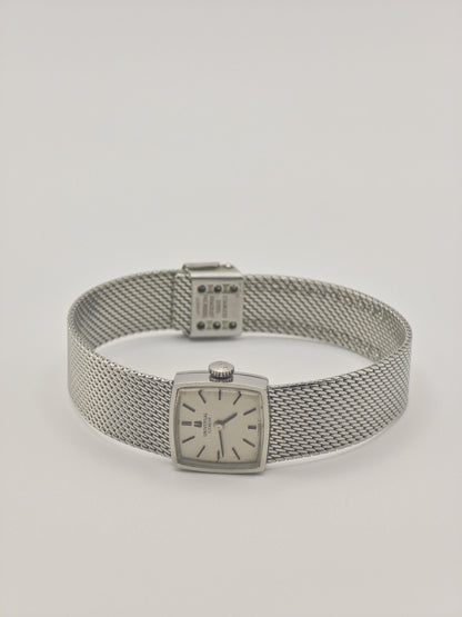 Vintage Universal Genève Ladies Watch, Square Milanese Bracelet, Swiss Made