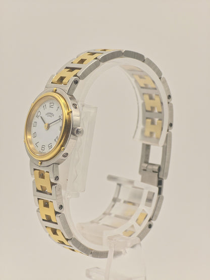 Vintage HERMES PARIS Ladies Watch Two Tone H Link Bracelet Clipper Style Quartz Luxury Swiss Made Gift for Her Anniversary