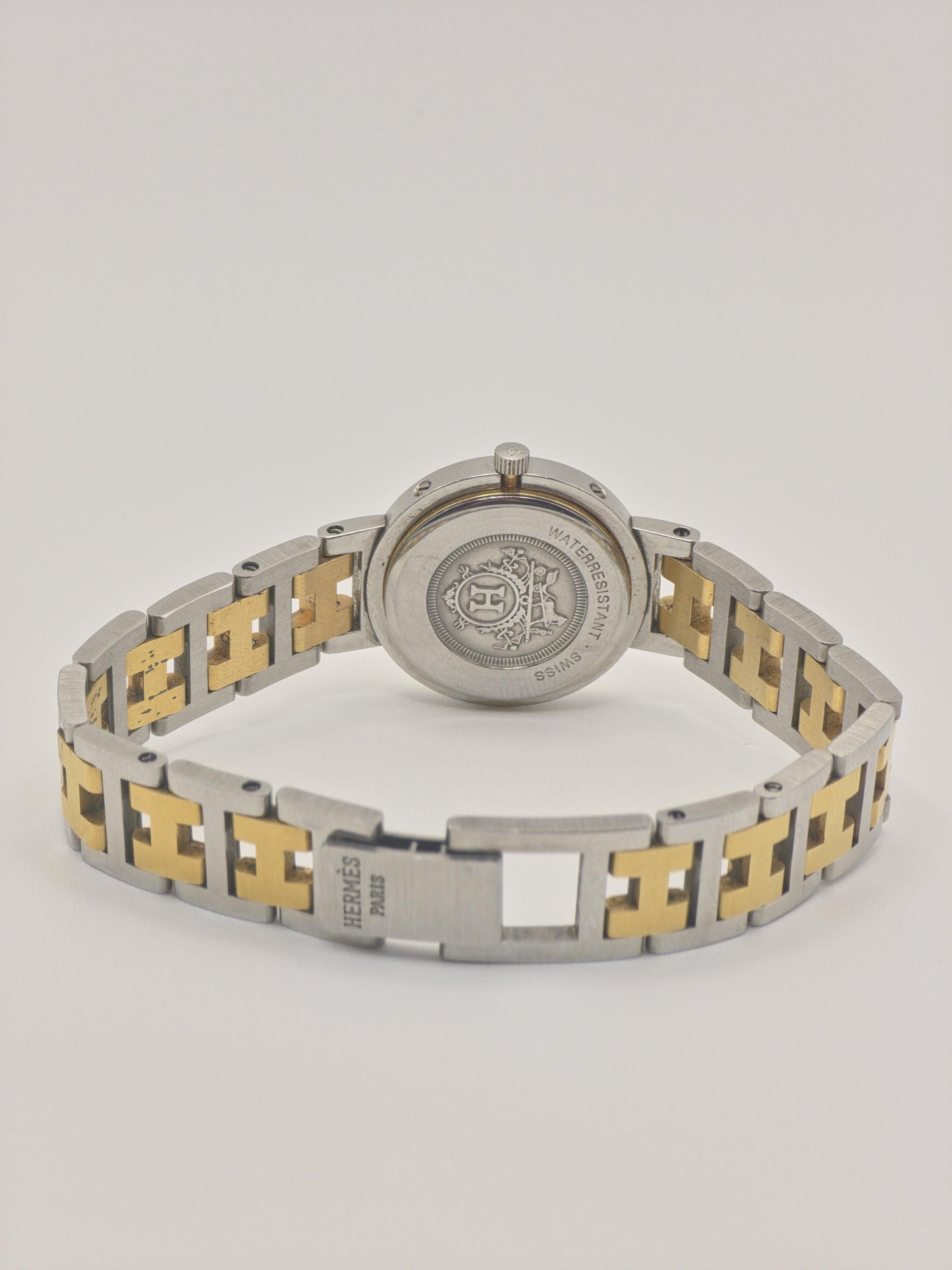 Vintage HERMES PARIS Ladies Watch Two Tone H Link Bracelet Clipper Style Quartz Luxury Swiss Made Gift for Her Anniversary