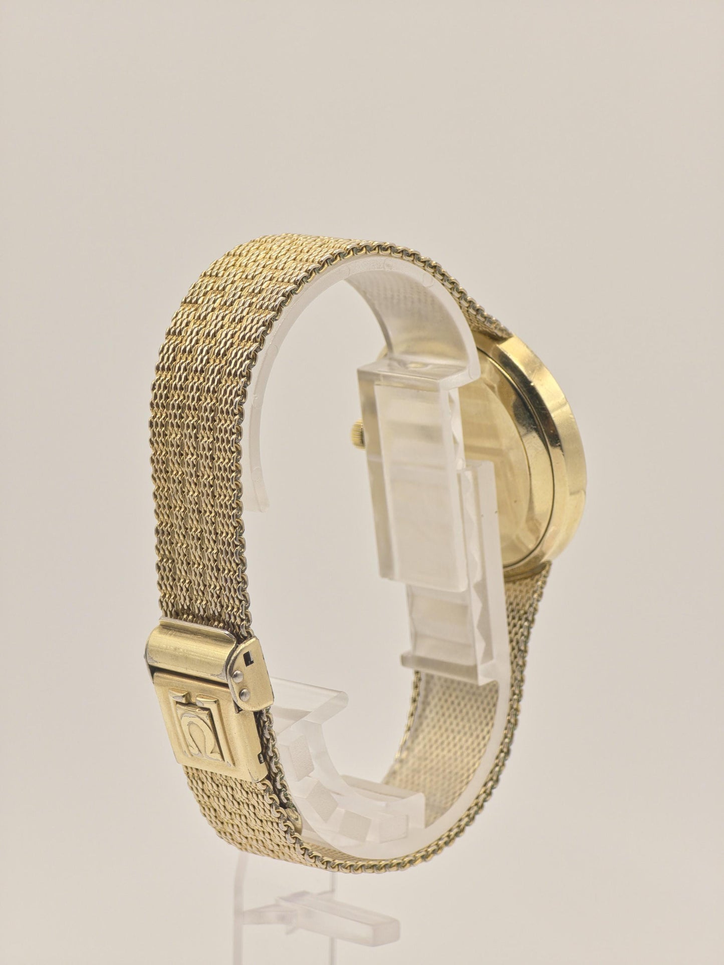 Vintage OMEGA De Ville Watch Gold Tone Quartz Thin Dress Watch Unisex Milanese Mesh Bracelet Minimalist Gift