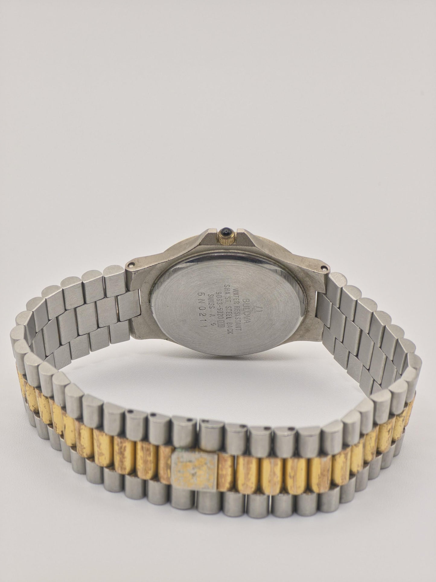 Vintage BULOVA Quartz Watch, Diamond Accent, Two-Tone Steel Gold Bracelet