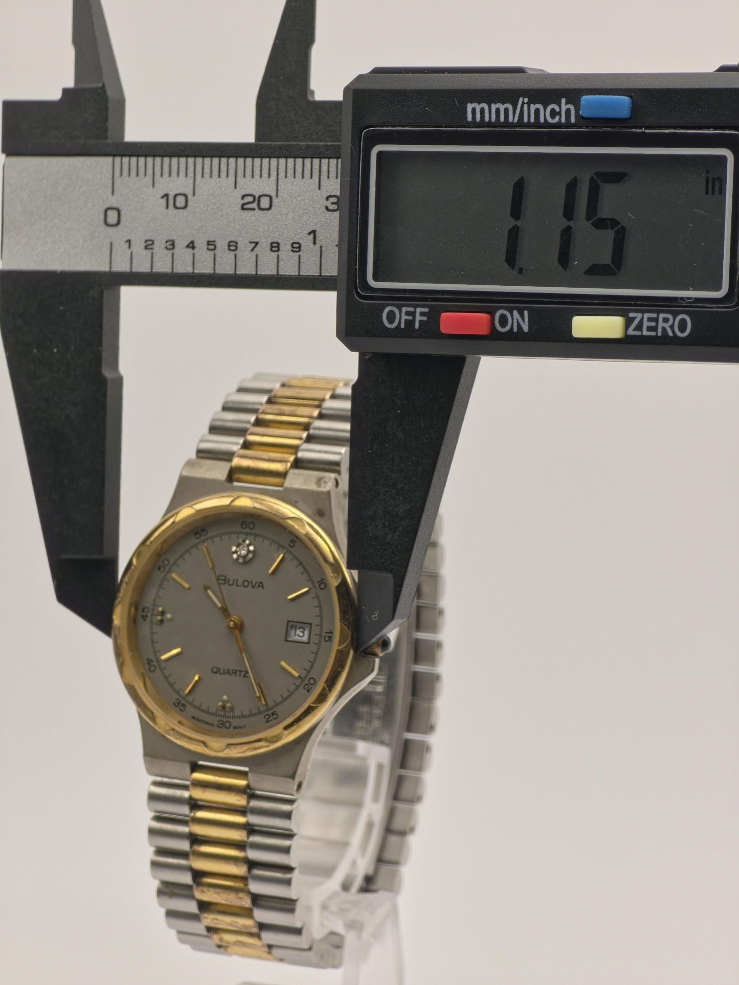 Vintage BULOVA Quartz Watch, Diamond Accent, Two-Tone Steel Gold Bracelet