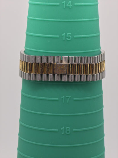 Vintage BULOVA Quartz Watch, Diamond Accent, Two-Tone Steel Gold Bracelet