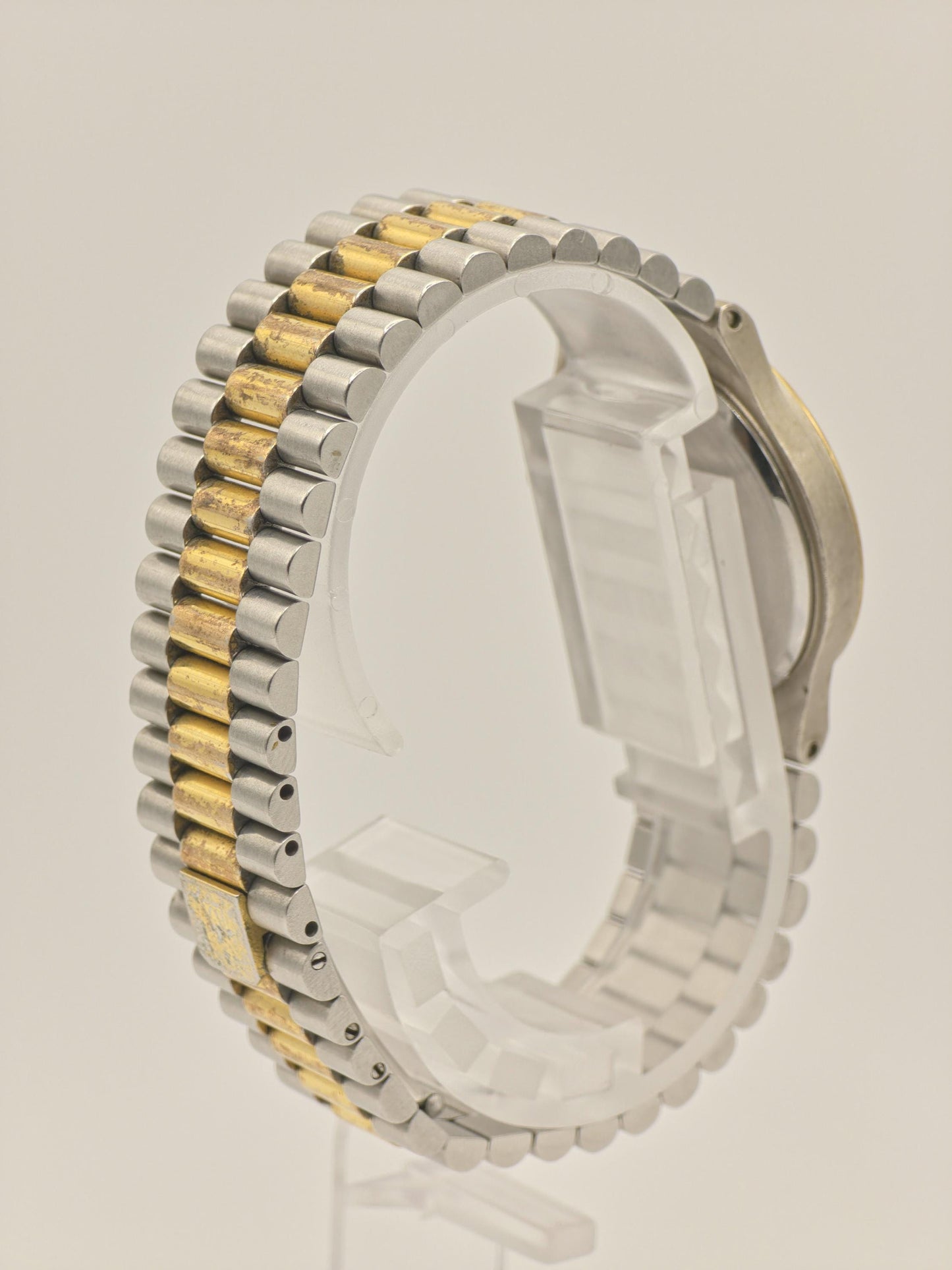 Vintage BULOVA Quartz Watch, Diamond Accent, Two-Tone Steel Gold Bracelet