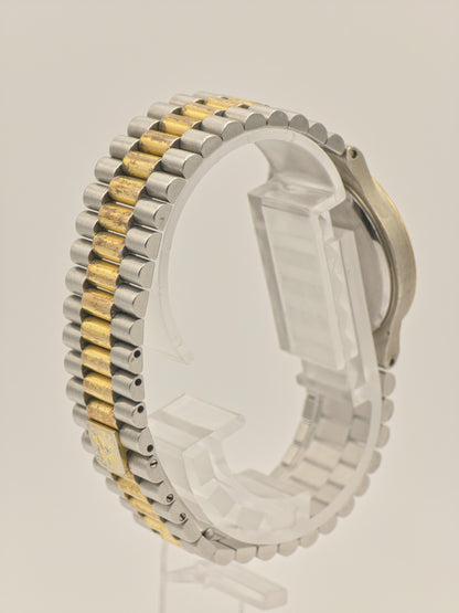 Vintage BULOVA Quartz Watch, Diamond Accent, Two-Tone Steel Gold Bracelet