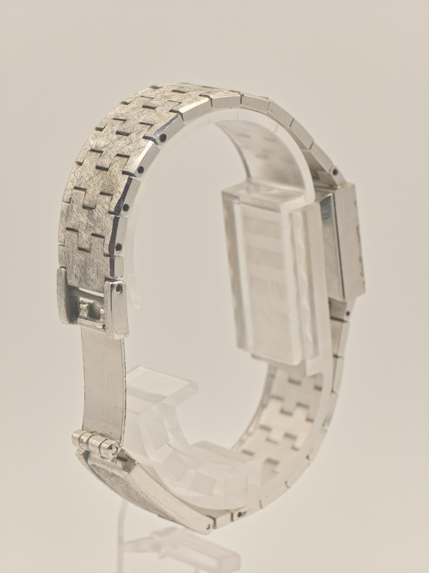 Vintage YEMA Watch Ladies Square Case Stone Accent Mesh Bracelet Silver Tone French Swiss Made Dress Watch