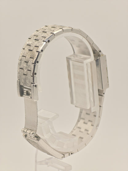 Vintage YEMA Watch Ladies Square Case Stone Accent Mesh Bracelet Silver Tone French Swiss Made Dress Watch