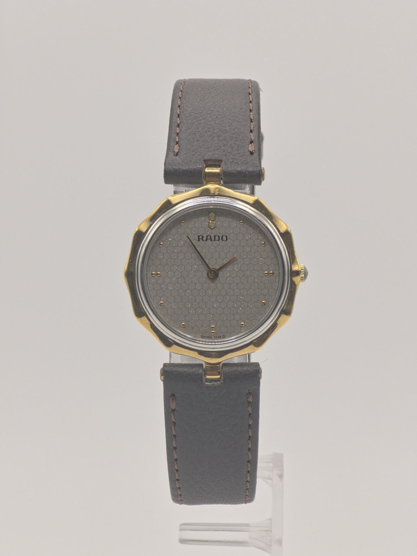 Vintage RADO Quartz Watch, Gold Plated Honeycomb Dial, Swiss Made