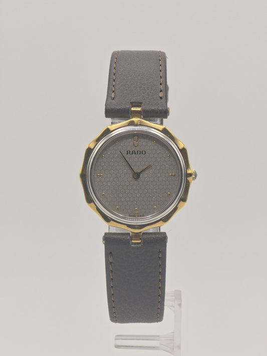 Vintage RADO Quartz Watch, Gold Plated Honeycomb Dial, Swiss Made