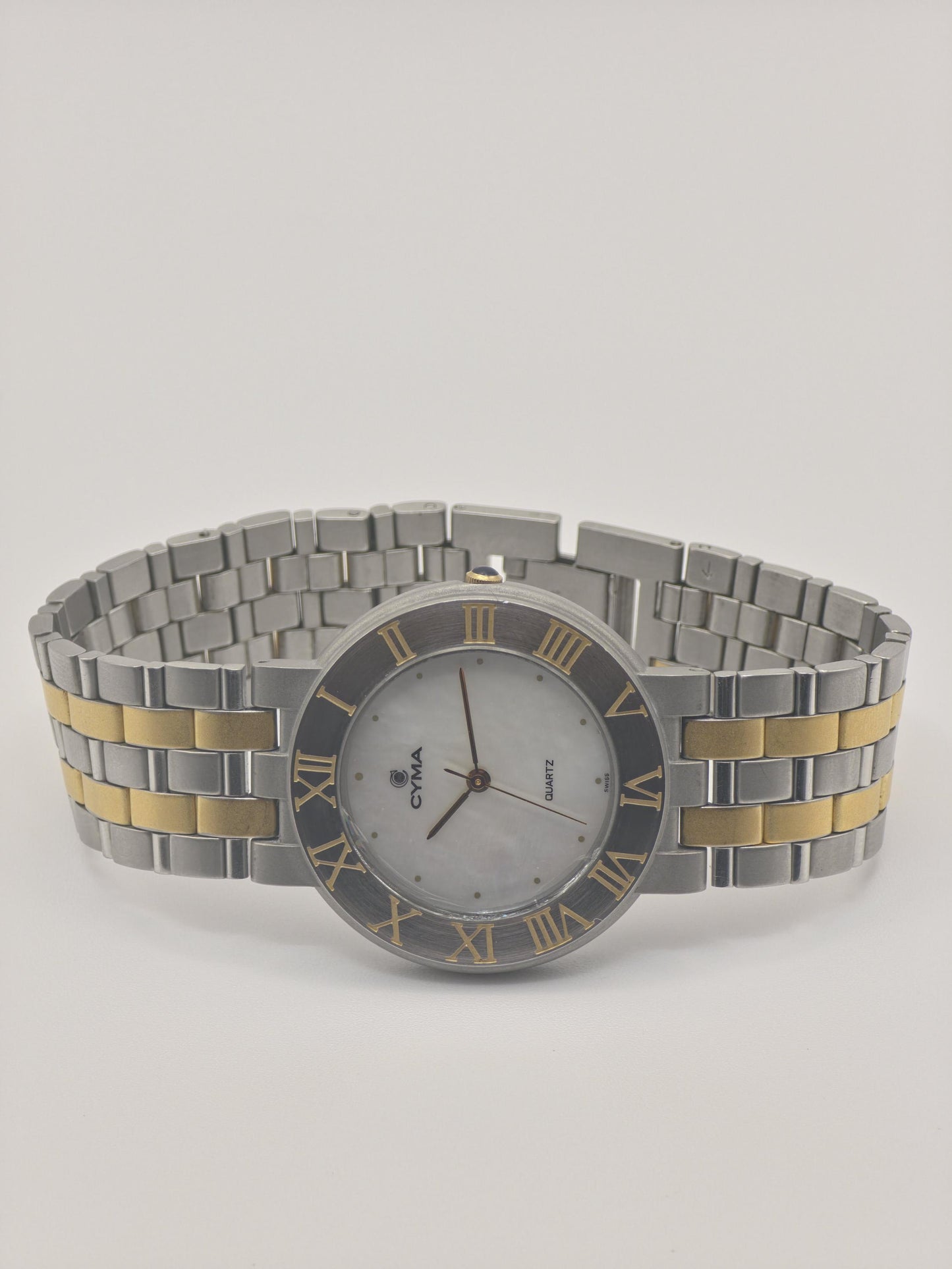 Vintage CYMA Quartz Watch, Two Tone Steel & Gold, Swiss Made
