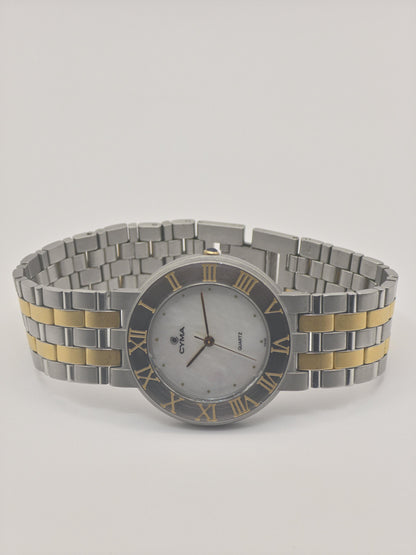 Vintage CYMA Quartz Watch, Two Tone Steel & Gold, Swiss Made